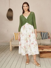 Yumi Green 100% Cotton Crochet Knitted Top - Image 2 of 5