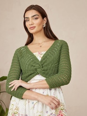 Yumi Green 100% Cotton Crochet Knitted Top - Image 3 of 5