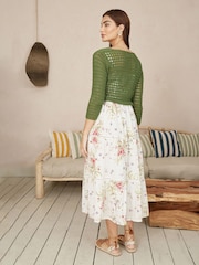 Yumi Green 100% Cotton Crochet Knitted Top - Image 4 of 5