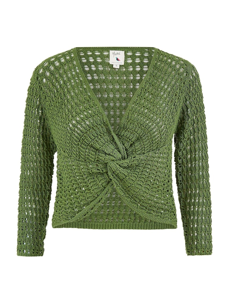 Yumi Green 100% Cotton Crochet Knitted Top - Image 5 of 5