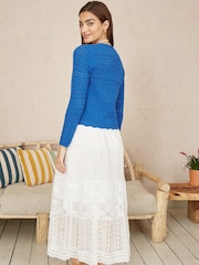 Yumi Blue Crochet Tie Front Cardigan - Image 3 of 4