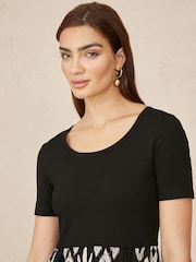 Yumi Black Jersey Stretch Top And Ikat Skirt Midi Dress - Image 3 of 5