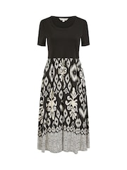 Yumi Black Jersey Stretch Top And Ikat Skirt Midi Dress - Image 5 of 5