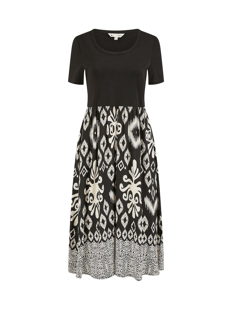 Yumi Black Jersey Stretch Top And Ikat Skirt Midi Dress - Image 5 of 5