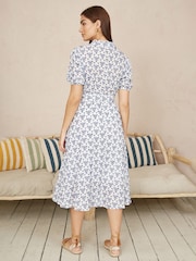 Yumi White 100% Cotton Broderie Anglaise Midi Shirt Dress - Image 4 of 5