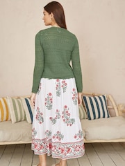 Yumi Green Crochet Tie Front Cardigan - Image 3 of 4