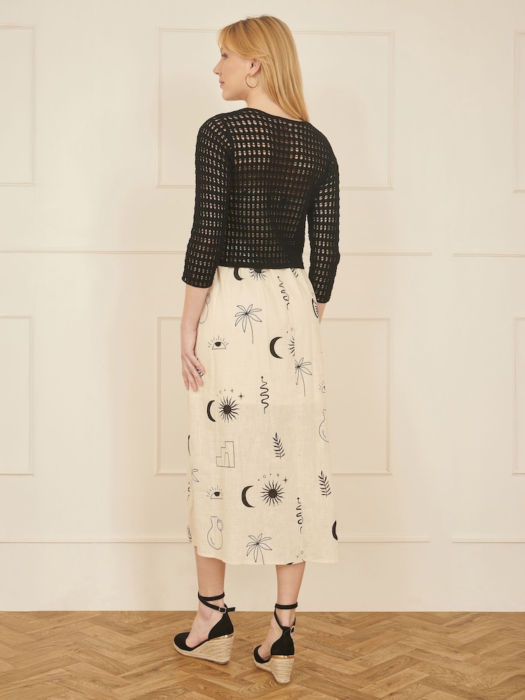 Yumi Black 100% Cotton Crochet Knitted Top - Image 4 of 5
