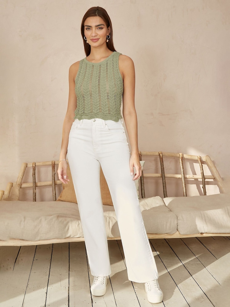Yumi Green Crochet Knitted Top - Image 1 of 4