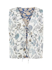 Yumi White Animal Reversible Cotton Quilted 100% Cotton Waistcoat - Image 5 of 5