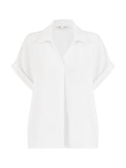 Yumi White Stretch Relaxed Top With Collar - Image 5 of 5