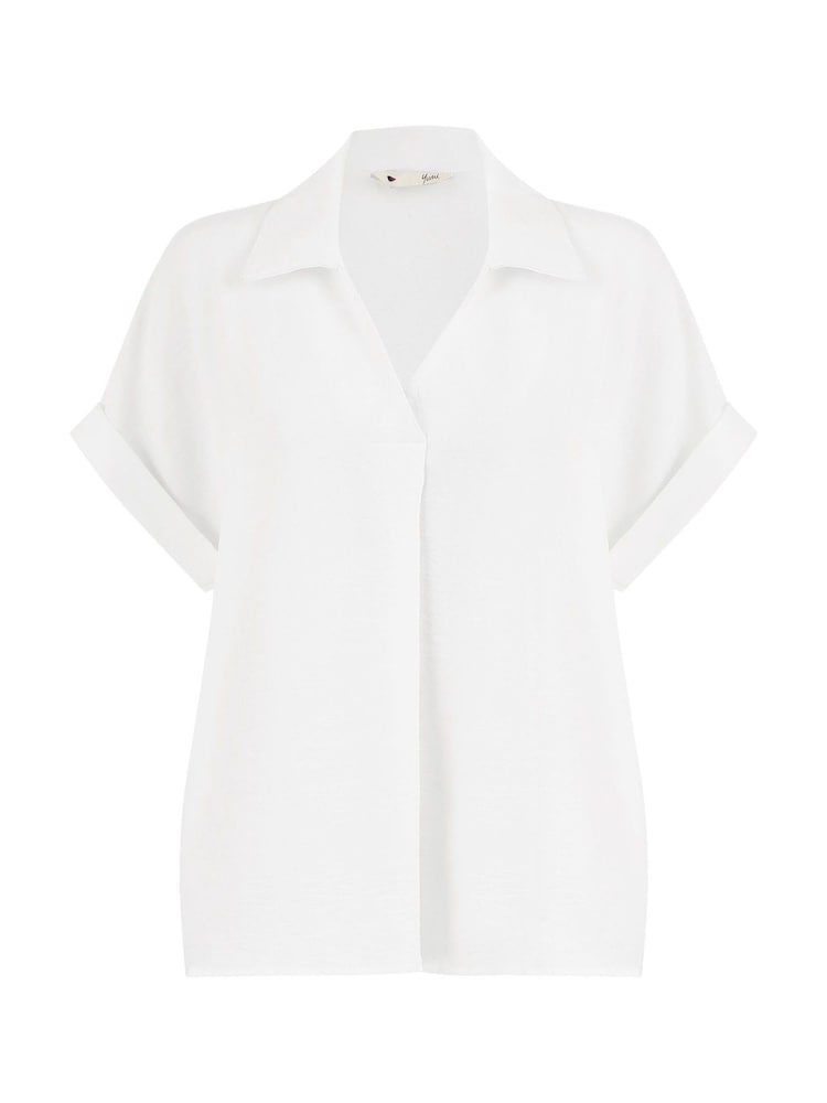 Yumi White Stretch Relaxed Top With Collar - Image 5 of 5