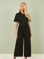 Yumi Black Relaxed Fit Utility Jumpsuit - Image 1 of 4