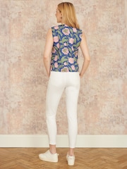 Yumi Blue Animal Reversible Cotton Quilted 100% Cotton Waistcoat - Image 3 of 5