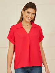 Yumi Stretch Relaxed Top With Collar - Imagen 1 de 5