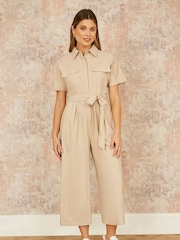 Yumi Natural Relaxed Fit Utility Jumpsuit - Image 2 of 5