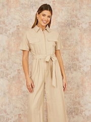 Yumi Natural Relaxed Fit Utility Jumpsuit - Image 3 of 5