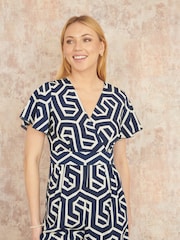 Yumi Blue Oversize Geo Print Jumpsuit - Image 2 of 4
