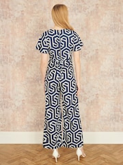 Yumi Blue Oversize Geo Print Jumpsuit - Image 3 of 4