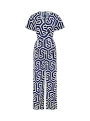 Yumi Blue Oversize Geo Print Jumpsuit - Image 4 of 4