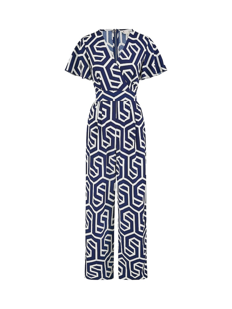 Yumi Blue Oversize Geo Print Jumpsuit - Image 4 of 4