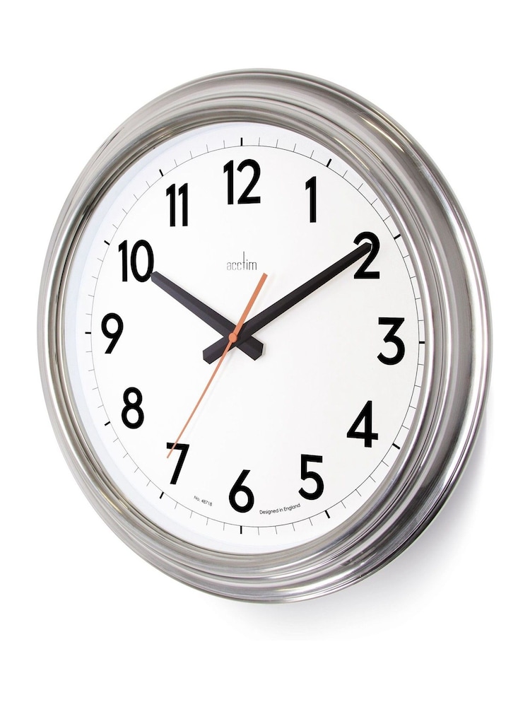 Acctim Clocks Chrome Clayton Effect Wall Clock - Image 2 of 3