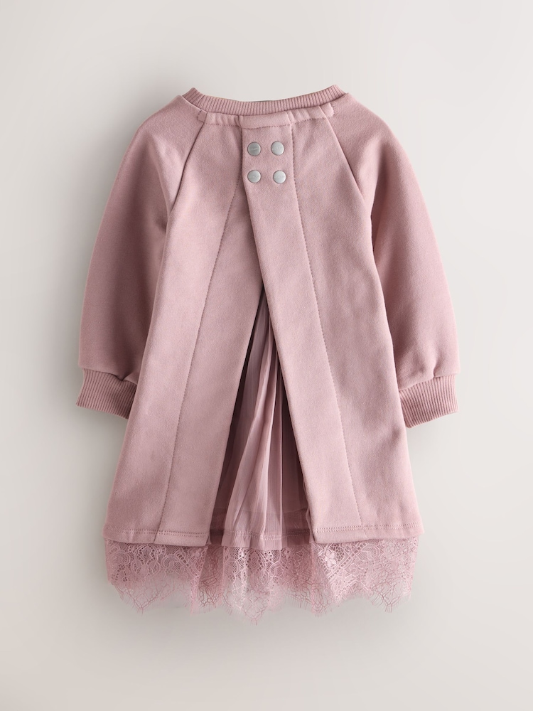 smALLSAINTS Pink Lee Lace Younger Girls Sweat Dress - Image 2 of 6 smALLSAINTS Pink Lee Lace Younger Girls Sweat Dress - Image 2 of 6