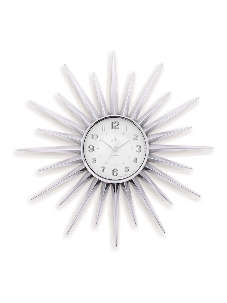 Acctim Clocks Silver Stella Starburst Wall Clock - Image 2 of 5