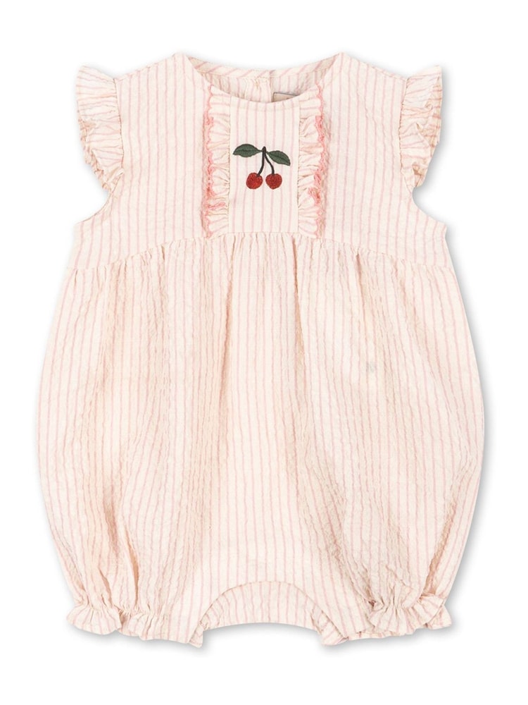 Konges Sløjd Pink Ellie Frill Cherry Embroidery Romper - Image 1 of 5