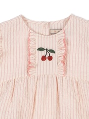 Konges Sløjd Pink Ellie Frill Cherry Embroidery Romper - Image 3 of 5
