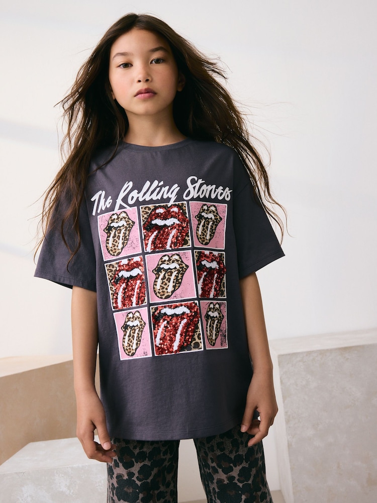 Anthrazitgrau - Pailletten-T-Shirt der Band Rolling Stones (3–16 J.) - Bild 1 von 4