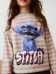 Pink Stripe Lilo & Stitch Long Sleeve Graphic Top (3-16yrs) - Image 4 of 8