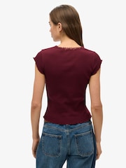 Superdry Purple Essential Square Neck Short Sleeve 100% Cotton T-Shirt - Image 2 of 6