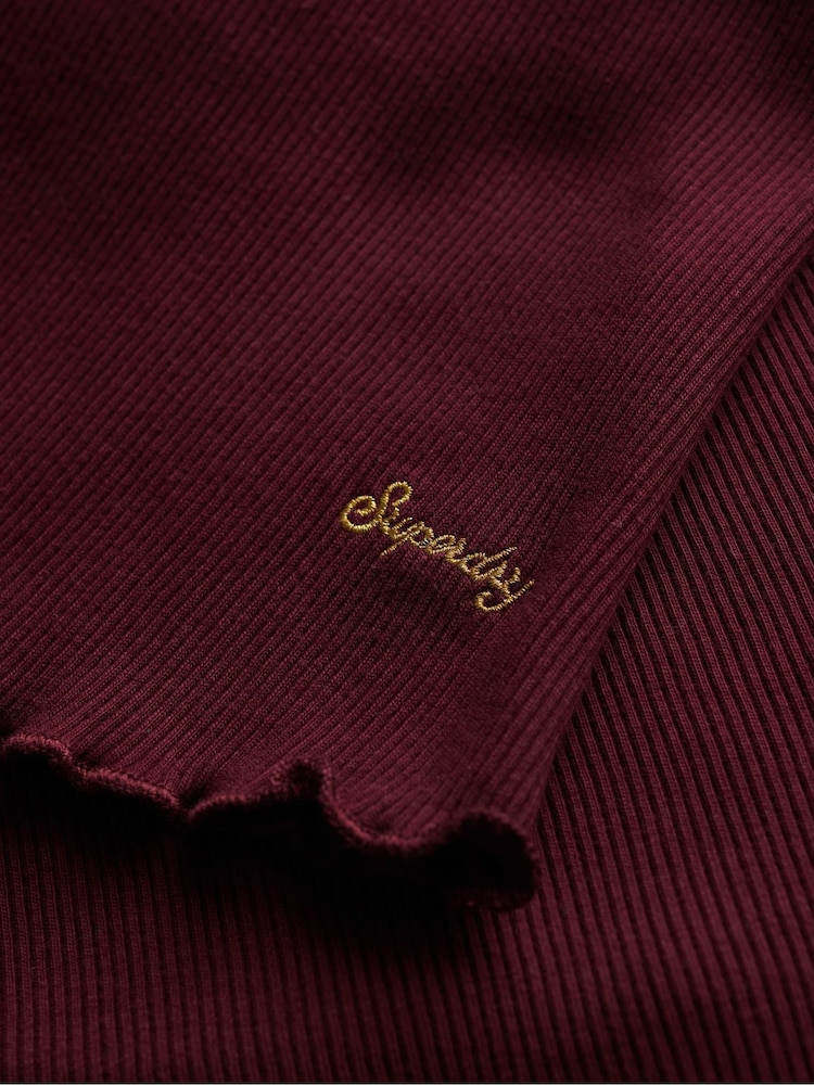 Superdry Purple Essential Square Neck Short Sleeve 100% Cotton T-Shirt - Image 6 of 6