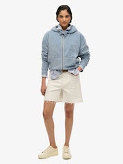 Superdry Light Blue Velour Zip Hoodie - Image 2 of 6