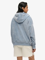 Superdry Light Blue Velour Zip Hoodie - Image 3 of 6