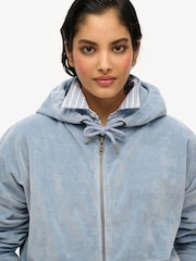 Superdry Light Blue Velour Zip Hoodie - Image 4 of 6