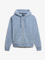 Superdry Light Blue Velour Zip Hoodie - Image 5 of 6