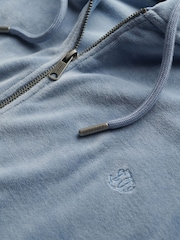 Superdry Light Blue Velour Zip Hoodie - Image 6 of 6