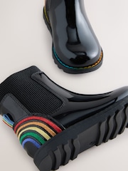 Little Bird by Jools Oliver Black Younger Rainbow Patent Chunky Chelsea Boots - Image 4 of 6