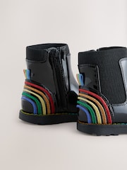 Little Bird by Jools Oliver Black Younger Rainbow Patent Chunky Chelsea Boots - Image 5 of 6