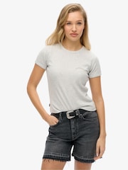 Superdry Grey Essential Logo Rib 100% Cotton T-Shirt - Image 1 of 4
