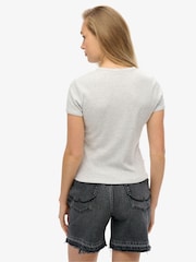 Superdry Grey Essential Logo Rib 100% Cotton T-Shirt - Image 2 of 4