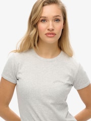 Superdry Grey Essential Logo Rib 100% Cotton T-Shirt - Image 4 of 4
