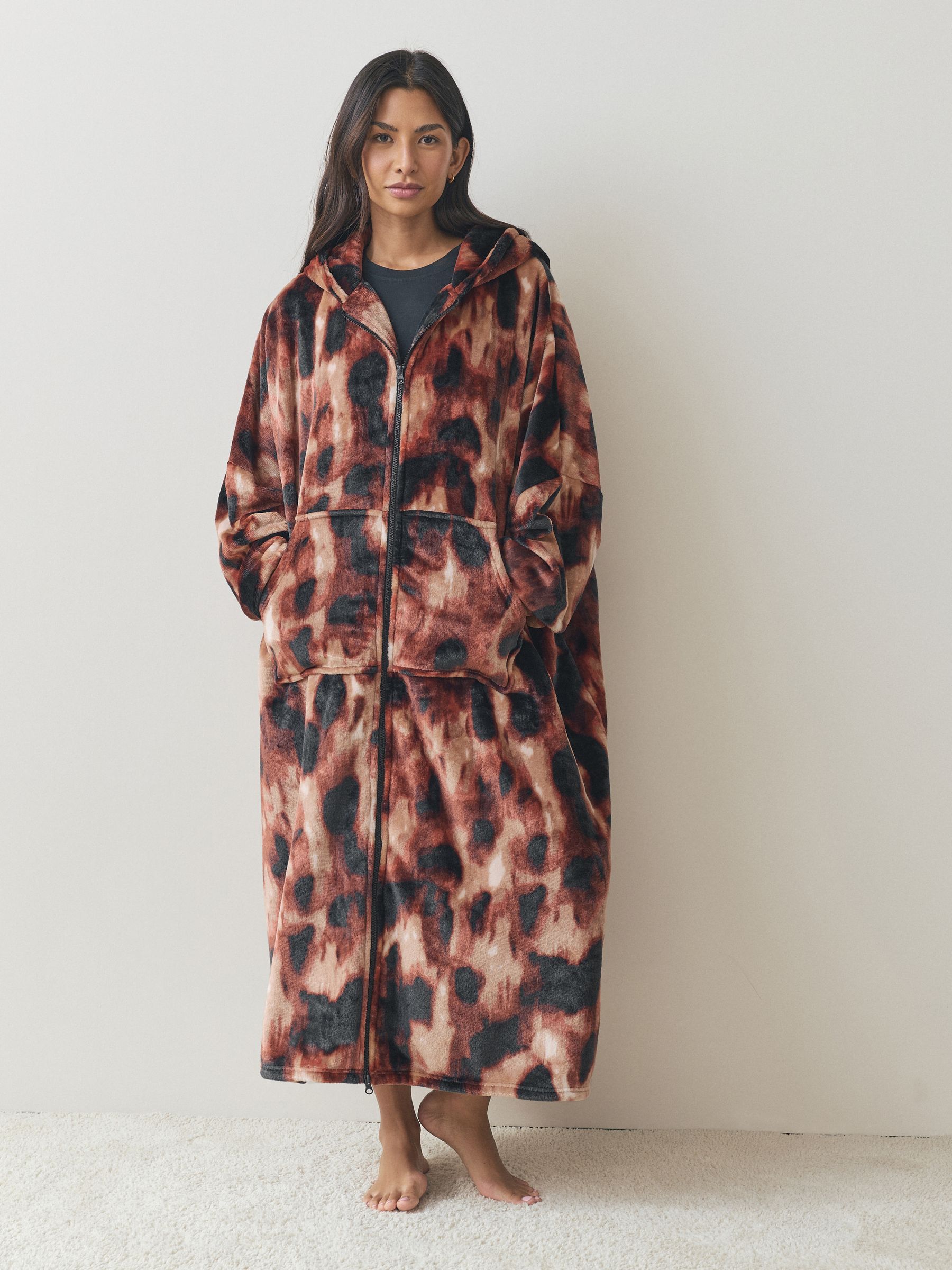 Buy Animal Print Zip Through Oversized Hooded Blanket from Next