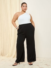 Friends Like These Black Curve Elasticated Waist Wide Leg Trousers - Image 2 of 4