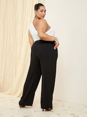 Friends Like These Black Curve Elasticated Waist Wide Leg Trousers - Image 3 of 4
