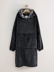 Black Leopard Oversized Hooded Blanket - Image 1 of 3