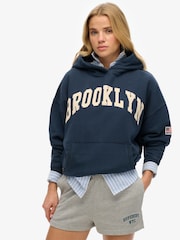 Синий - Худи свободного кроя Superdry Athletic Essentials - Изображение 1 из 6