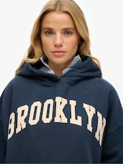 Синий - Худи свободного кроя Superdry Athletic Essentials - Изображение 4 из 6