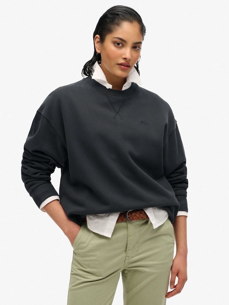 Черный - Толстовка Superdry Studios Crew - Изображение 1 из 6